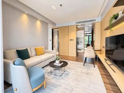Modern living room with stylish furniture and open layout, perfect for contemporary living.