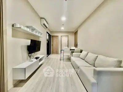 Modern living room with sleek furniture and minimalist design