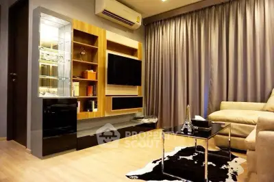 Modern living room with stylish decor and cozy seating area