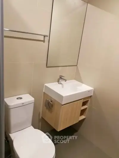 Modern bathroom with sleek fixtures and minimalist design