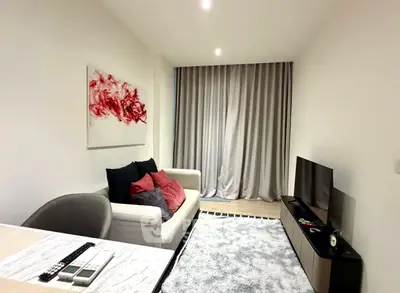 Modern living room with stylish decor and cozy seating area