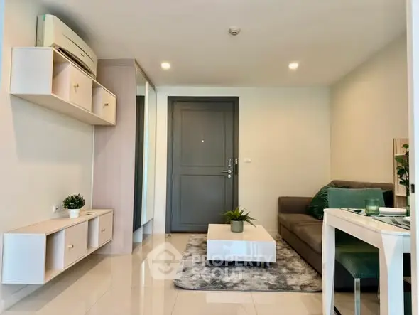 Modern living room with sleek furniture and stylish decor