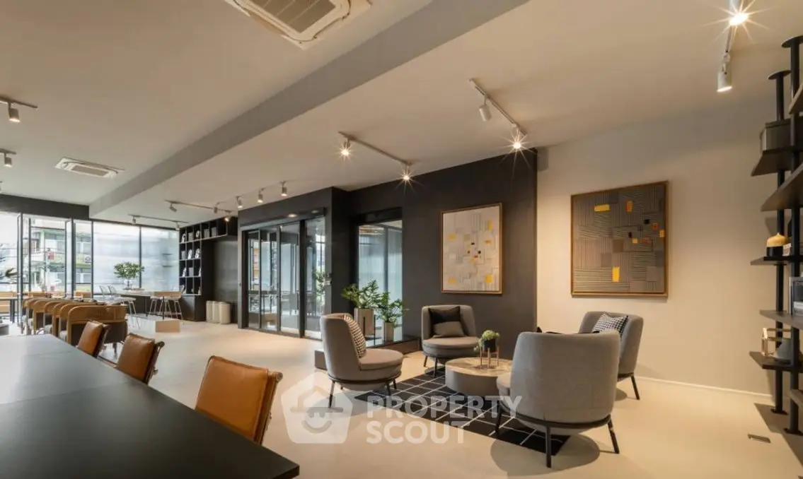 Modern living room with stylish furniture and open layout, perfect for entertaining.