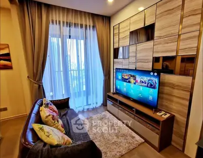 Stylish living room with modern TV setup and elegant decor