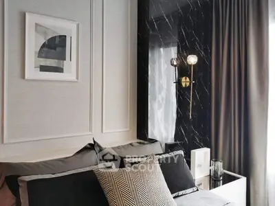 Luxurious modern bedroom with elegant decor and stylish lighting