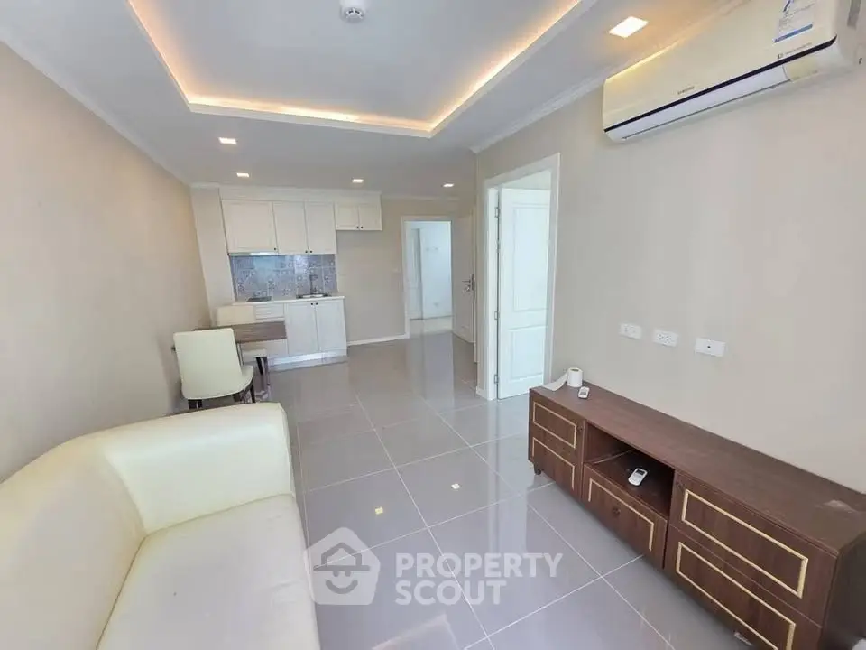 Modern living room with sleek design and open layout