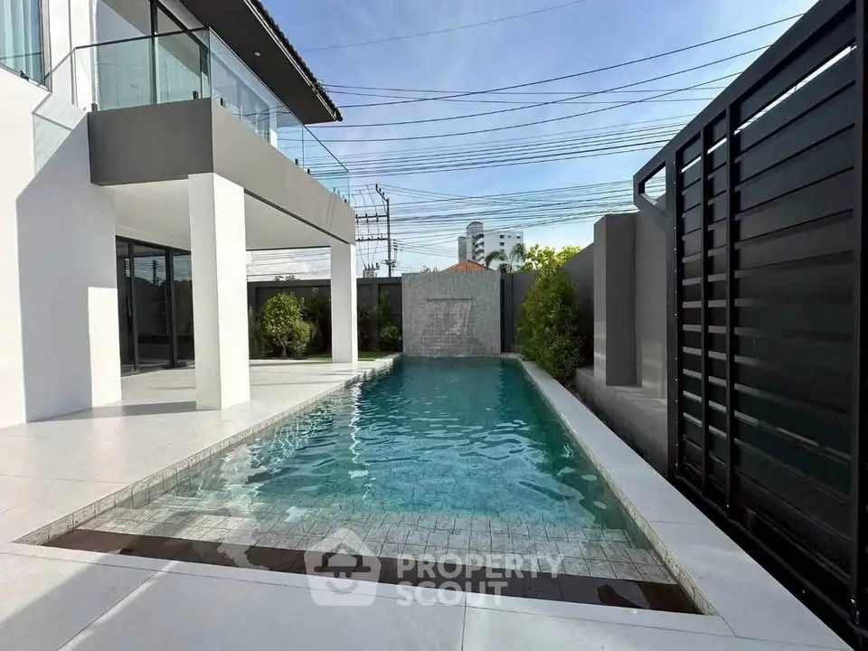 Luxurious modern home with private pool and spacious outdoor area, perfect for relaxation and entertainment.