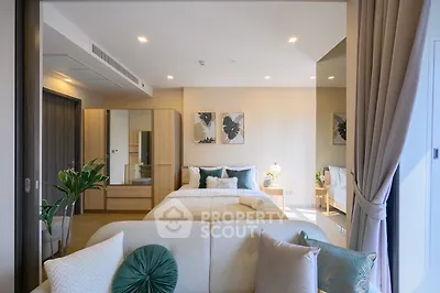 Luxurious modern bedroom with elegant decor and cozy ambiance