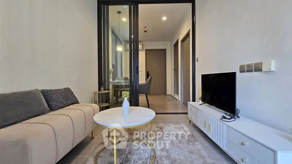 Modern living room with stylish decor and cozy ambiance