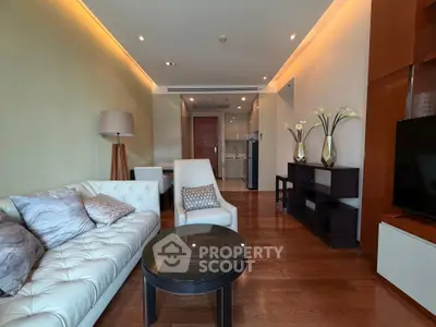 Luxurious living room with elegant decor and modern furniture in a stylish apartment.