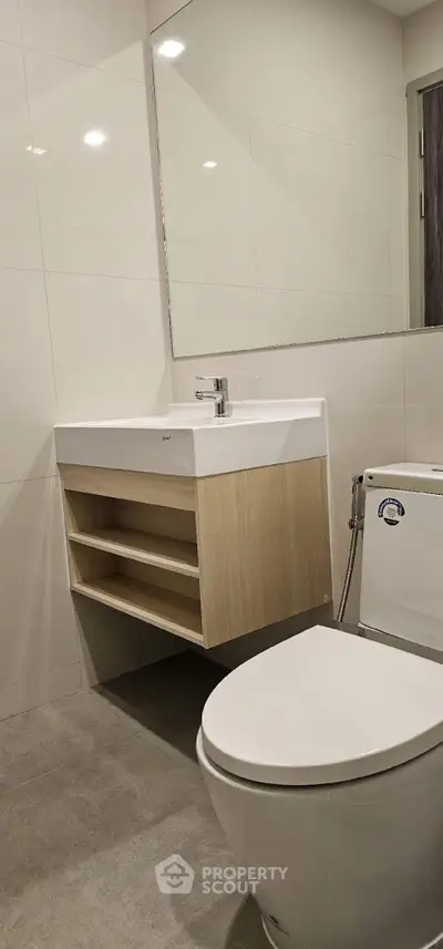 Modern bathroom with sleek fixtures and minimalist design