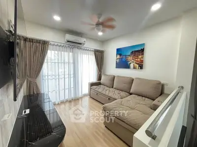 Modern living room with cozy sectional sofa and elegant decor