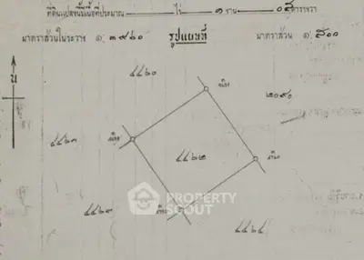 Detailed schematic plan of a property with measurements and directions.