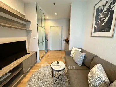Modern living room with stylish decor and cozy seating area