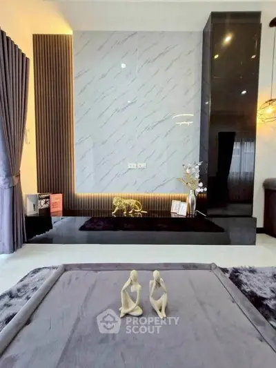 Modern living room with elegant decor and stylish accents