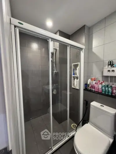Modern bathroom with sleek shower and contemporary fixtures