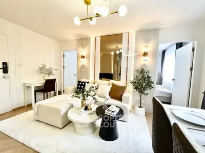 Luxurious modern living room with elegant decor and natural light