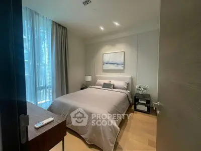 Cozy modern bedroom with elegant decor and natural light