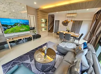 Luxurious modern living room with stylish decor and spacious layout