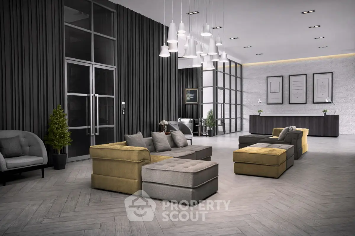 Luxurious modern living room with stylish furniture and elegant lighting