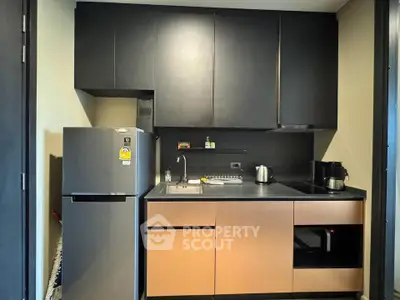 Modern compact kitchen with sleek cabinets and appliances