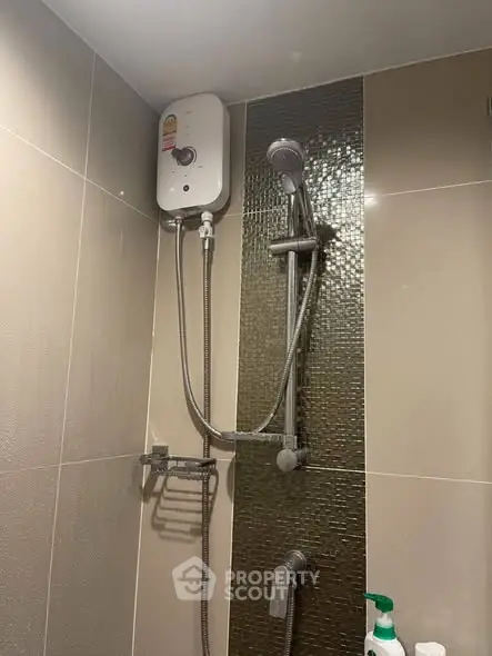 Modern bathroom with sleek shower and water heater