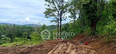 Scenic land plot with lush greenery and mountain views, ideal for development.