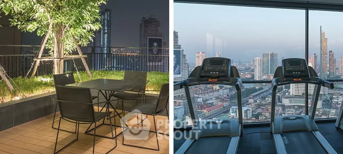 Stunning rooftop garden and modern gym with city skyline views.