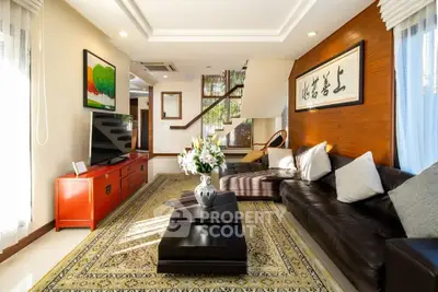 Luxurious living room with elegant decor and spacious seating area