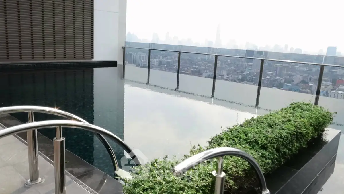 Stunning rooftop pool with panoramic city views and modern design.