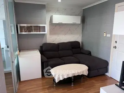 Cozy living room with modern sofa and stylish decor