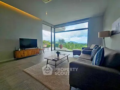 Spacious living room with stunning view and modern decor