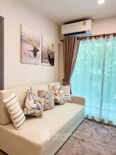 Cozy living room with stylish decor and natural light