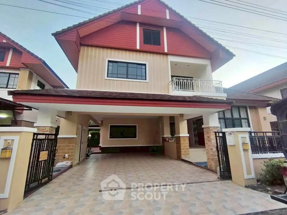 Spacious two-story house with a large driveway and modern exterior design.