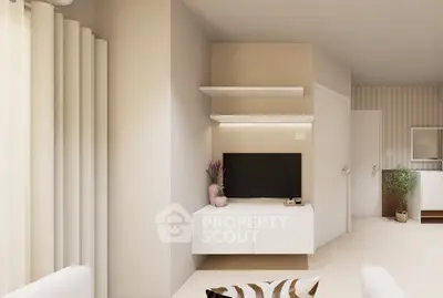 Modern living room with sleek TV unit and stylish decor