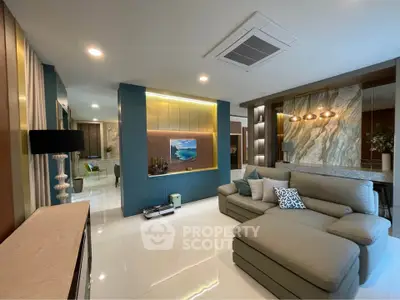 Luxurious modern living room with elegant decor and spacious seating area