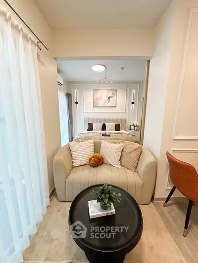 Stylish modern living room with cozy sofa and elegant decor
