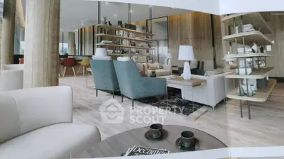 Luxurious modern living room with elegant decor and stylish furniture, perfect for relaxation and entertainment.