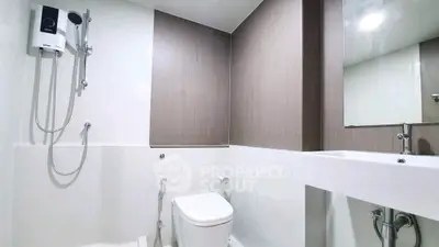 Modern bathroom with sleek fixtures and minimalist design