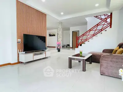 Spacious modern living room with stylish decor and open layout