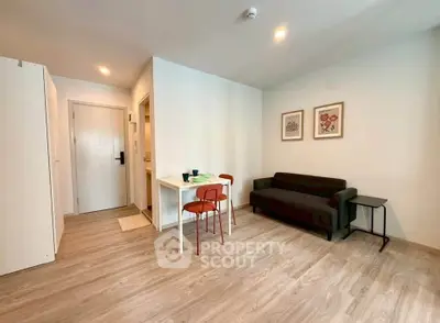 Modern living room with stylish decor and cozy seating area