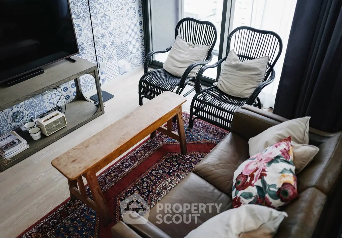 Charming living room with vintage decor and cozy seating area