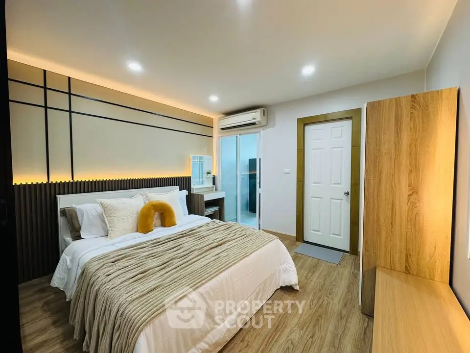 Modern bedroom with cozy lighting and stylish decor