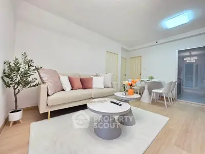 Modern living room with stylish furniture and elegant decor