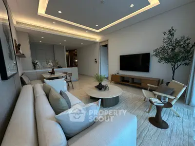 Luxurious modern living room with elegant decor and spacious seating area