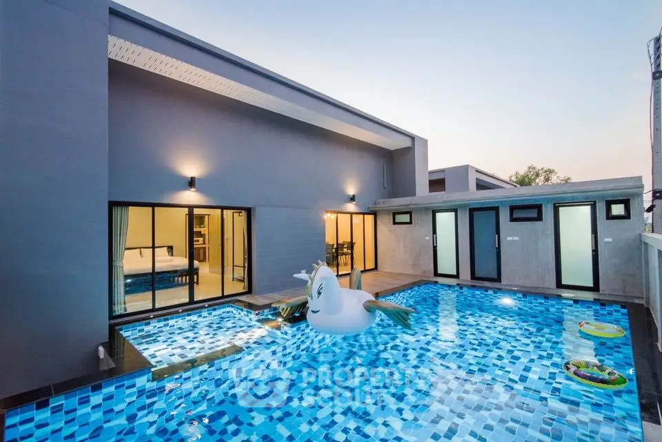 Luxurious modern villa with private pool and stylish exterior design