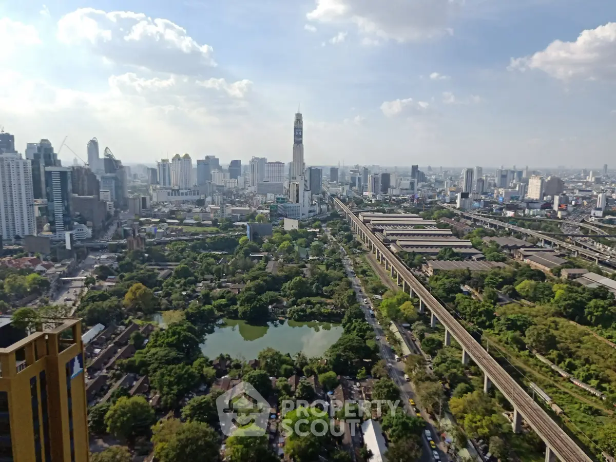 Stunning cityscape view with lush greenery and skyline, perfect for urban living enthusiasts.