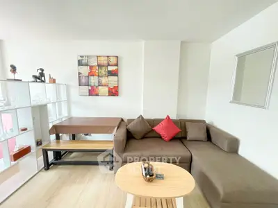 Modern living room with stylish decor and cozy sectional sofa