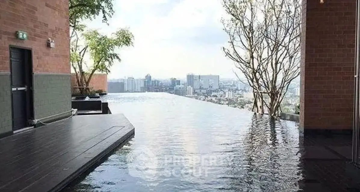 Luxurious rooftop infinity pool with stunning city skyline view