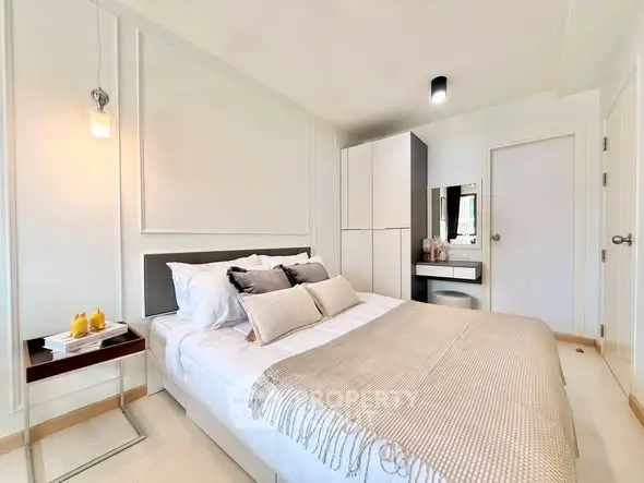 Modern bedroom with stylish decor and cozy ambiance